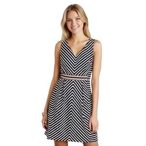 Anthropologie Maeve women’s Navy and White Size 2 Fit-And-Flare Midi Dress